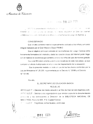 Declaración de Interés Educativo del Sitio www.teachess.com Declaración de Interés Educativo del Sitio www.teachess.com